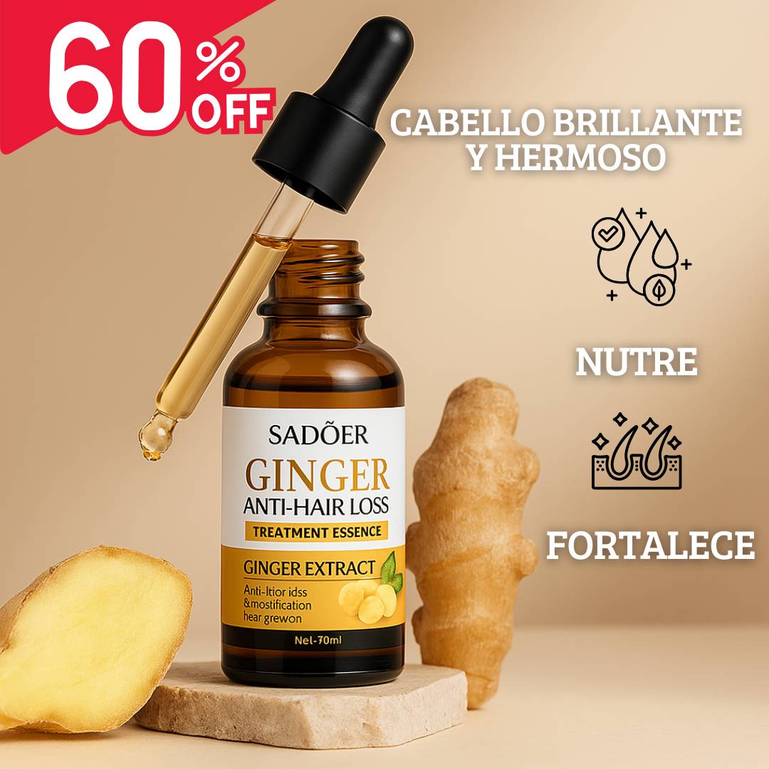 SERÚM DE JENGIBRE ANTICAIDA PARA CABELLO Y BARBA UNISEX CON 60% DESCUENTO OFERTA LIMITADA🔥