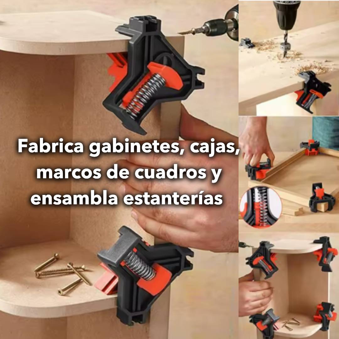 PACK DE 4 ABRAZADERAS DE ÁNGULO PARA CARPINTERIA CON RESORTE AJUSTABLE DE 90° 🔥CON 60% DESCUENTO🔥