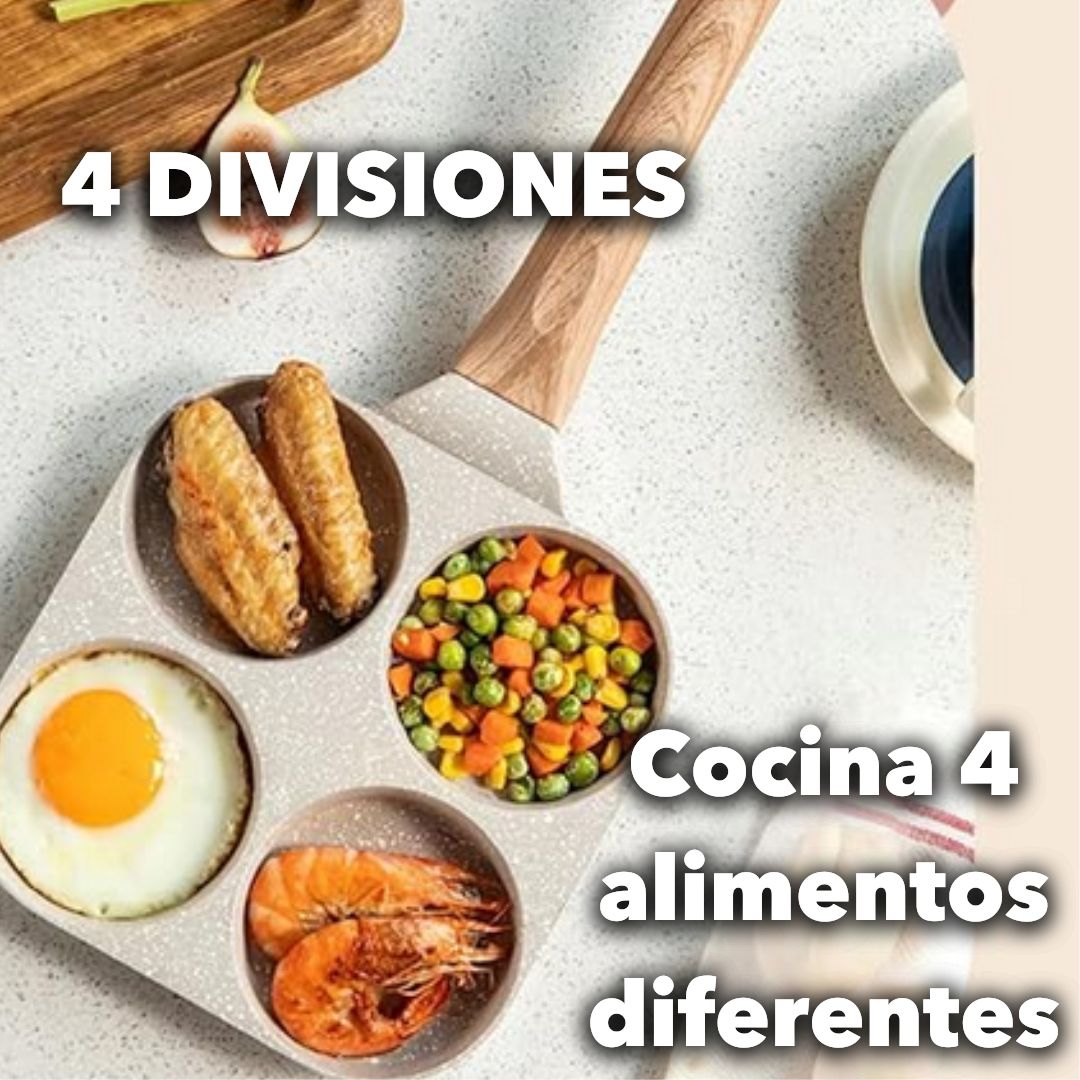 Sartén Antiadherente de Alta Durabilidad Con 4 Divisiones🔥60% Descuento🔥