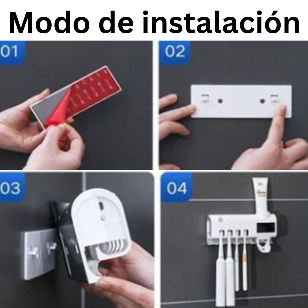 PORTACEPILLOS Y ESTERILIZADOR CON FILTRO UV + DISPENSADOR - 3 EN 1