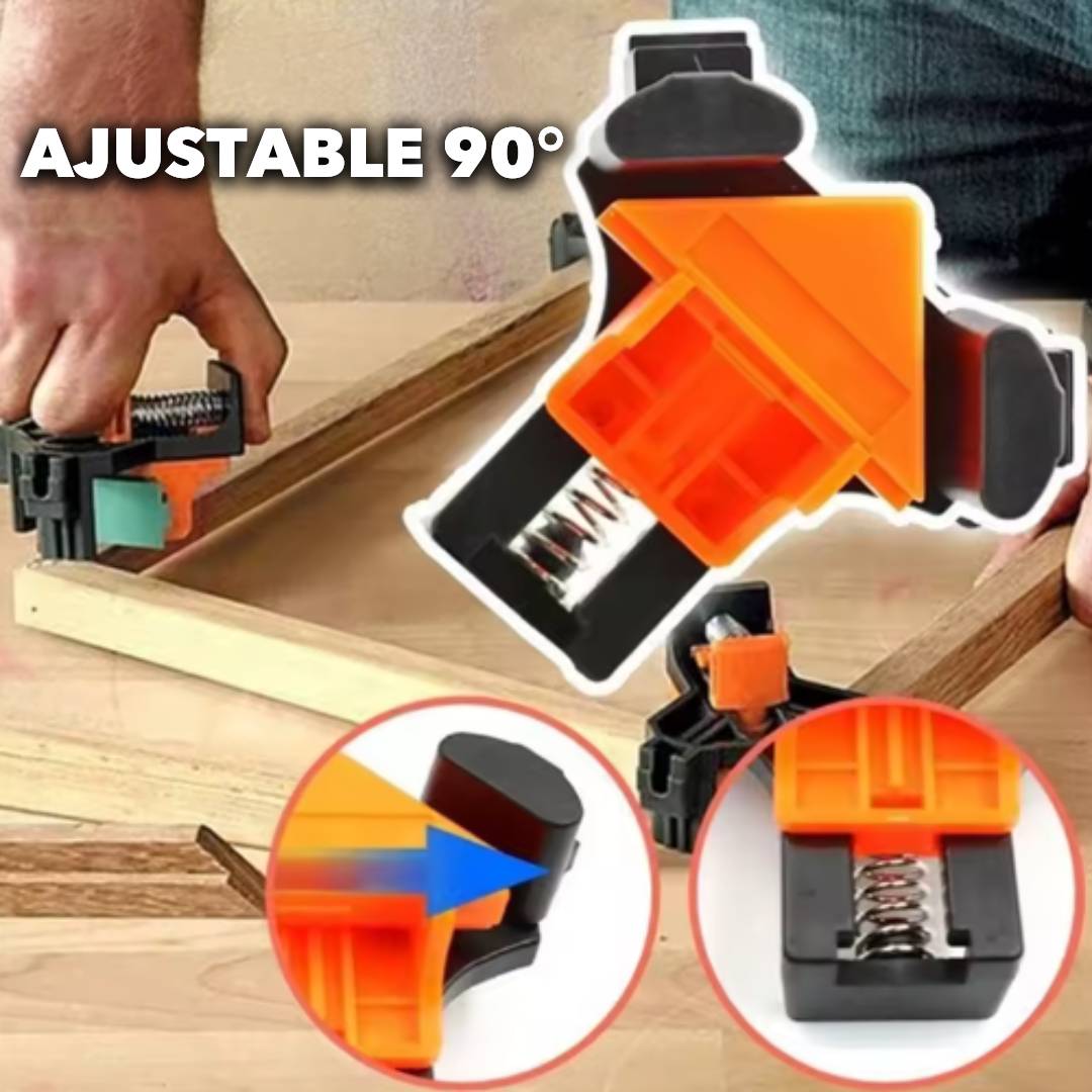 PACK DE 4 ABRAZADERAS DE ÁNGULO PARA CARPINTERIA CON RESORTE AJUSTABLE DE 90° 🔥CON 60% DESCUENTO🔥