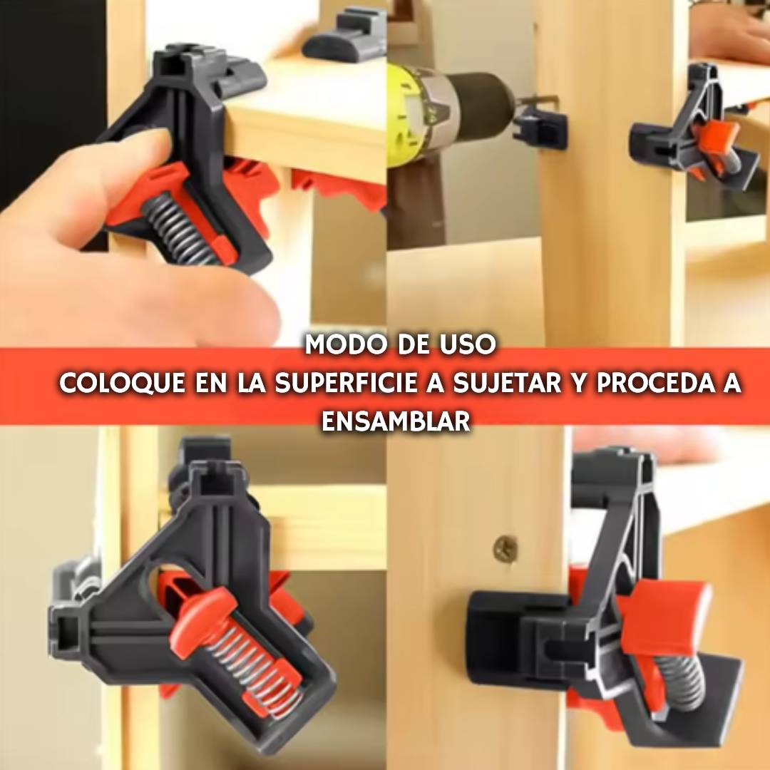 PACK DE 4 ABRAZADERAS DE ÁNGULO PARA CARPINTERIA CON RESORTE AJUSTABLE DE 90° 🔥CON 60% DESCUENTO🔥