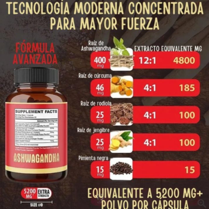 Ashwagandha Natural PREMIUM JBH® Suplemento 🔥60% de Descuento🔥Potencia tu energía y rendimiento⚡