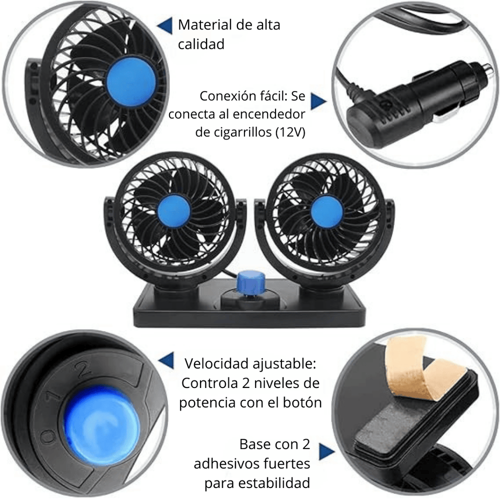 💨 CarTurboAir™ - Ventilador Portátil Doble 360°❄️ al 2x1