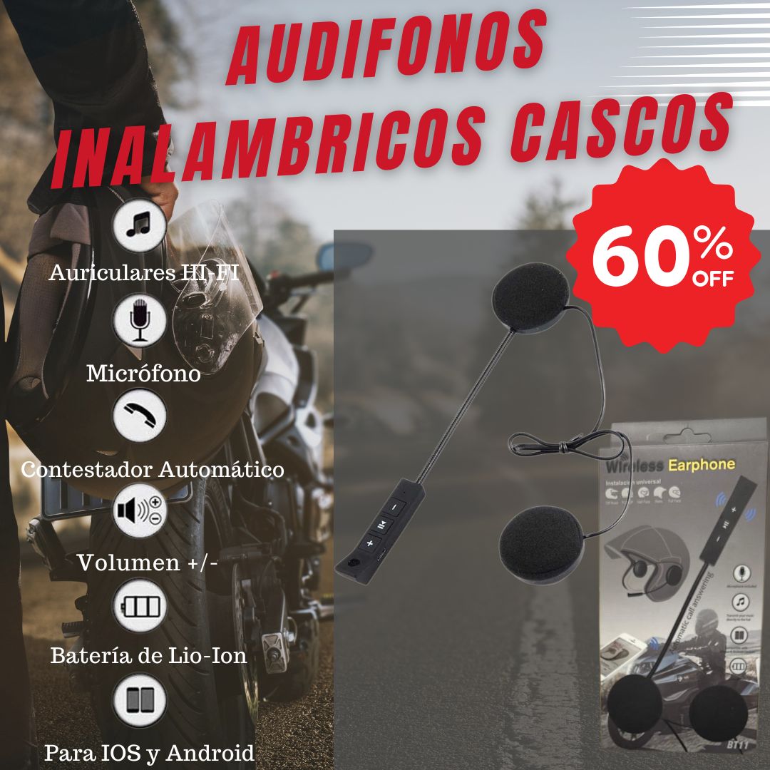 Audífonos Inalámbricos Para Casco BT-11 🔥60% de Descuento🔥Responde con seguridad y facilidad.