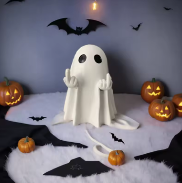 Fantasmita Con Dedo Medio Levantado Mas rebelde de Halloween Con 60% Descuento🔥