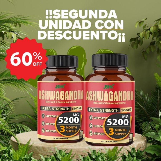 Ashwagandha Natural PREMIUM JBH® Suplemento 🔥60% de Descuento🔥Potencia tu energía y rendimiento⚡