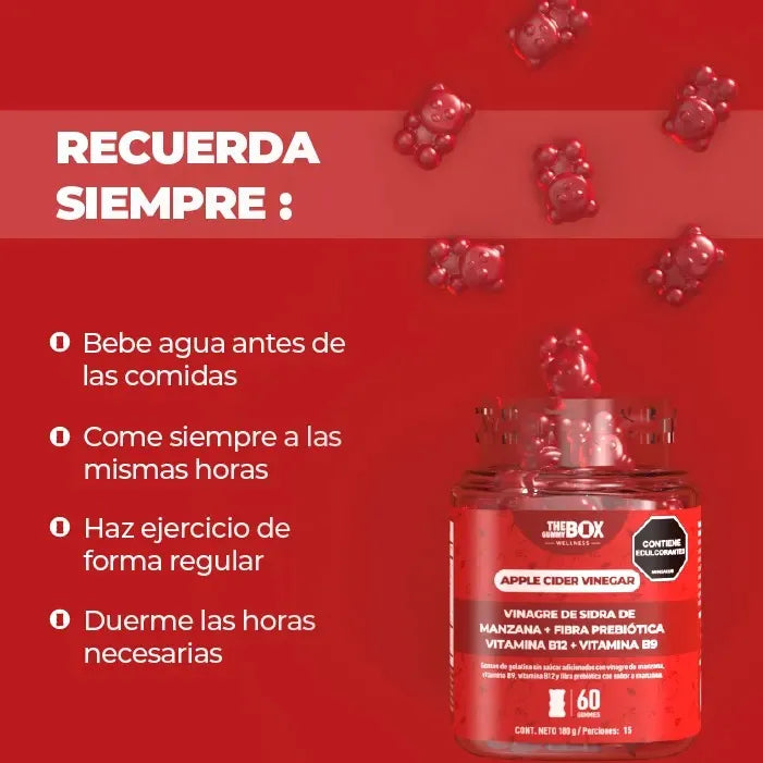 The Gummy Box® Vitamina Vinagre De Sidra De Manzana Para Controlar el Peso y la Glucosa 🔥60% Descuento🔥
