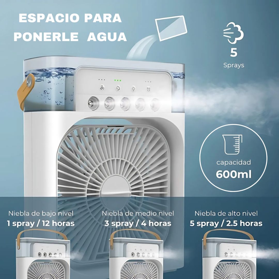 VENTILADOR ENFRIADOR DE AIRE CON HUMIFICADOR 3 EN 1 CON 60% DESCUENTO
