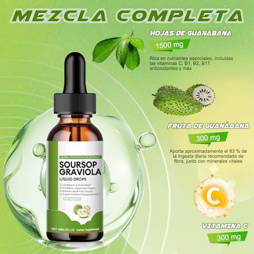 Gotas Para el cáncer y células cancerígenas de Guanábana Orgánico Oursop Graviola®