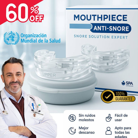 BOQUILLA ANTIRONQUIDOS Y ANTIBRUXISMO MOUTHPIECE® AJUSTABLE CON 60% DESCUENTO🔥