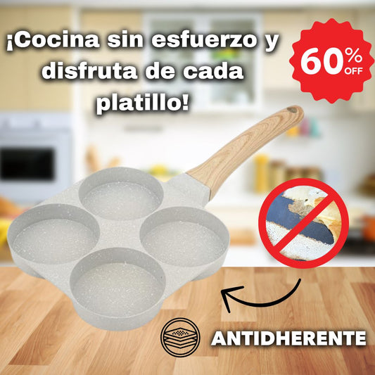 Sartén Antiadherente de Alta Durabilidad Con 4 Divisiones🔥60% Descuento🔥