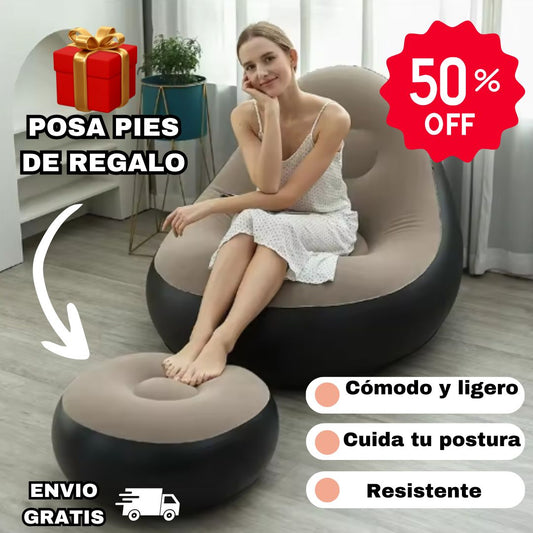 SILLÓN INFLABLE COMODO Y LIGERO + REPOSA PIES DE REGALO🎁