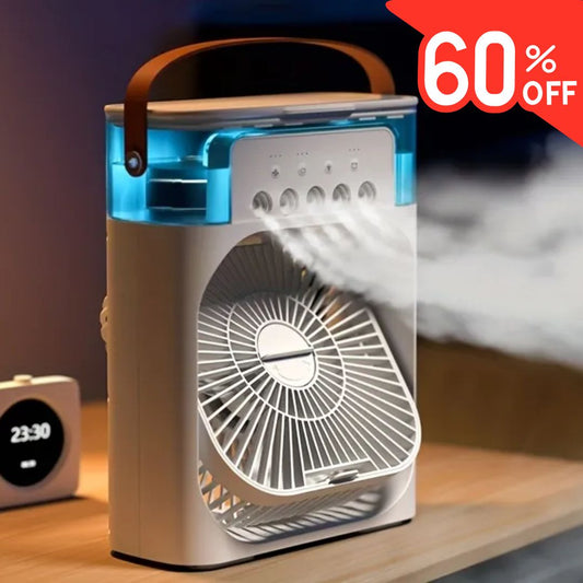 VENTILADOR ENFRIADOR DE AIRE CON HUMIFICADOR  3 EN 1 CON 60% DESCUENTO