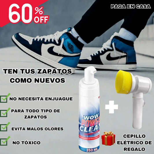 SÚPER ESPUMA LIMPIADORA DE ZAPATOS + CEPILLO ELÉCTRICO LIMPIADOR DE REGALO🎁