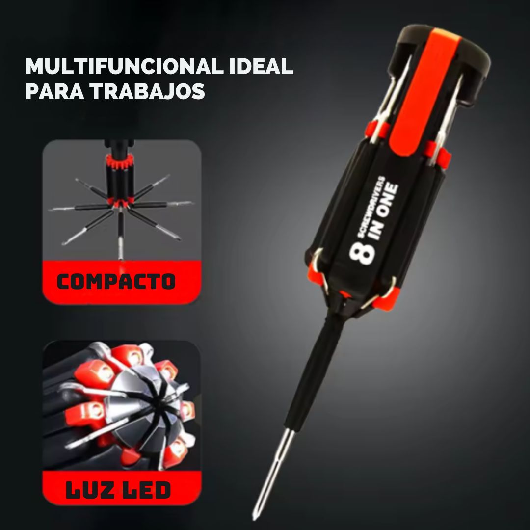 Destornillador plegable 8 en 1 con linterna LED TorqueMaster® OFERTA 60% DESCUENTO🔥