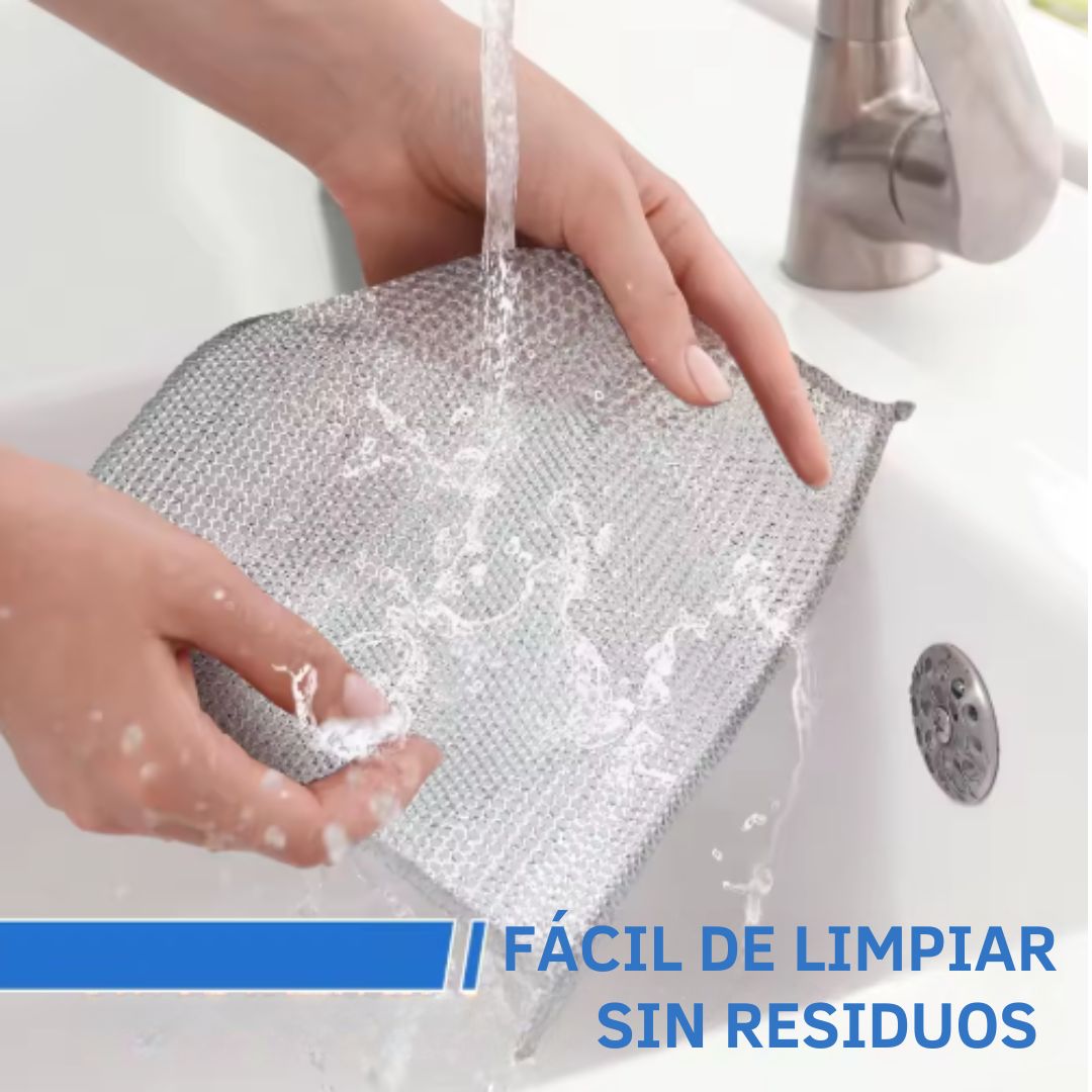 PAÑO DE LIMPIEZA MÁGICO DE ALAMBRE DE ACERO Y METAL DOBLE CARA PARA COCINA🔥