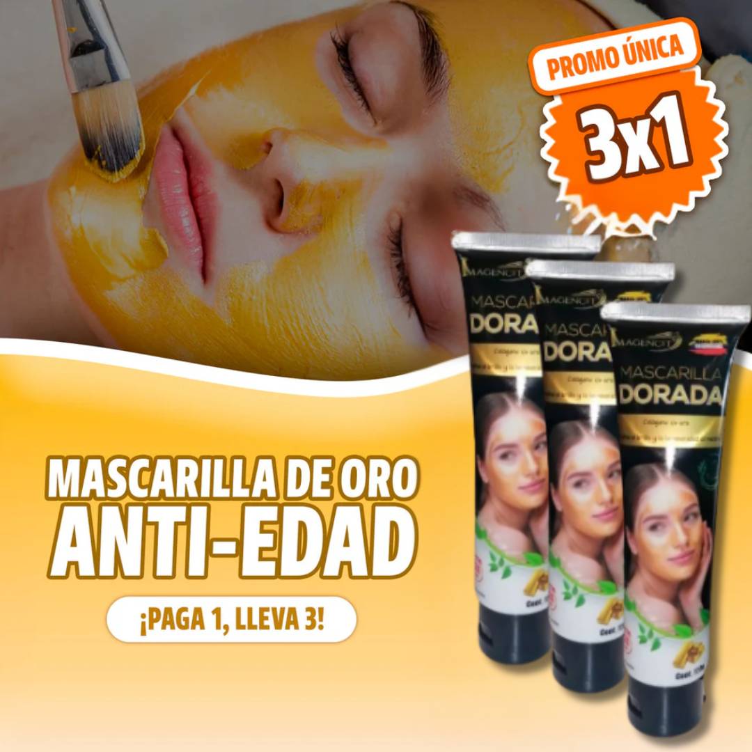 MASCARILLA DORADA GOLDCARE® ACLARADORA CON COLAGENO 🔥SÚPER OFERTA Lleva 3 y Paga 1 🔥