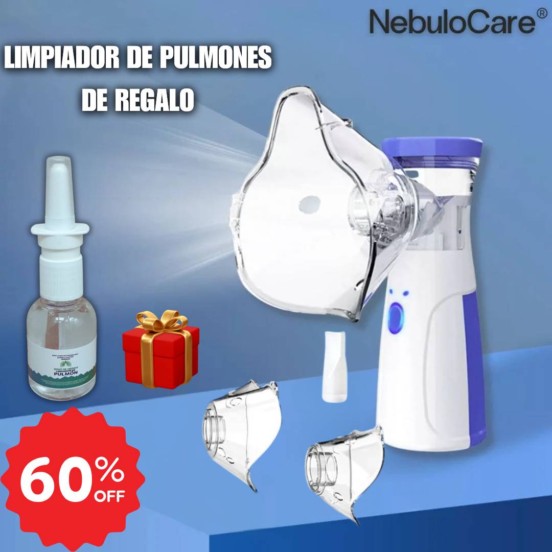 NebuloCare® Nebulizador Portátil para niños y adultos + Limpiador De Pulmones Gratis Con 60% Descuento🔥