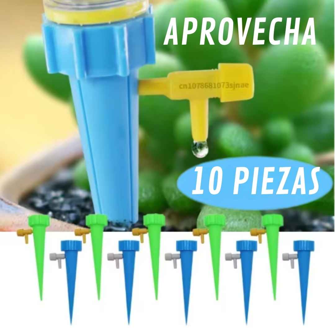 SET DE 10 UNIDADES, SISTEMA DE RIEGO POR GOTEO PARA PLANTAS AJUSTABLE CON 60% DESCUENTO🔥WATERPRO®