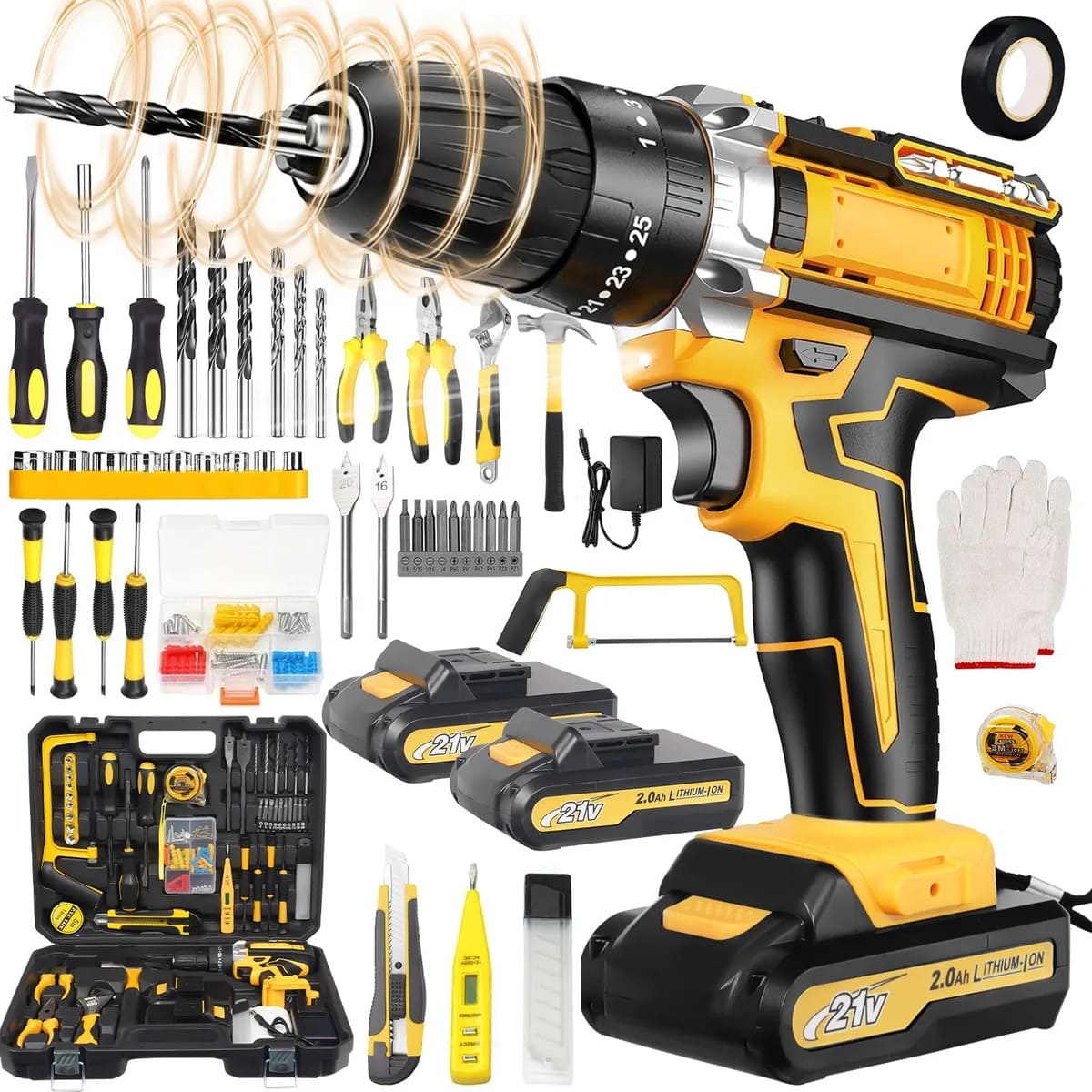 Kit Taladro Inalámbrico y Herramientas METAL PREMIUM® 118 Piezas 🔥Toda la potencia y herramientas en un solo kit🔥