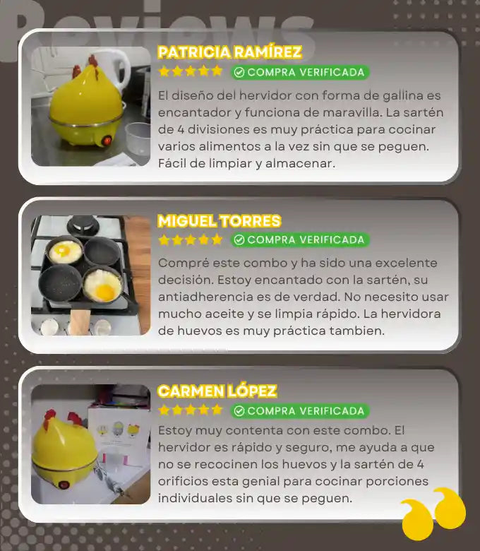 Combo Gallina huevera Hervidora + Sartén 4 compartimientos 🔥60% de Descuento🔥