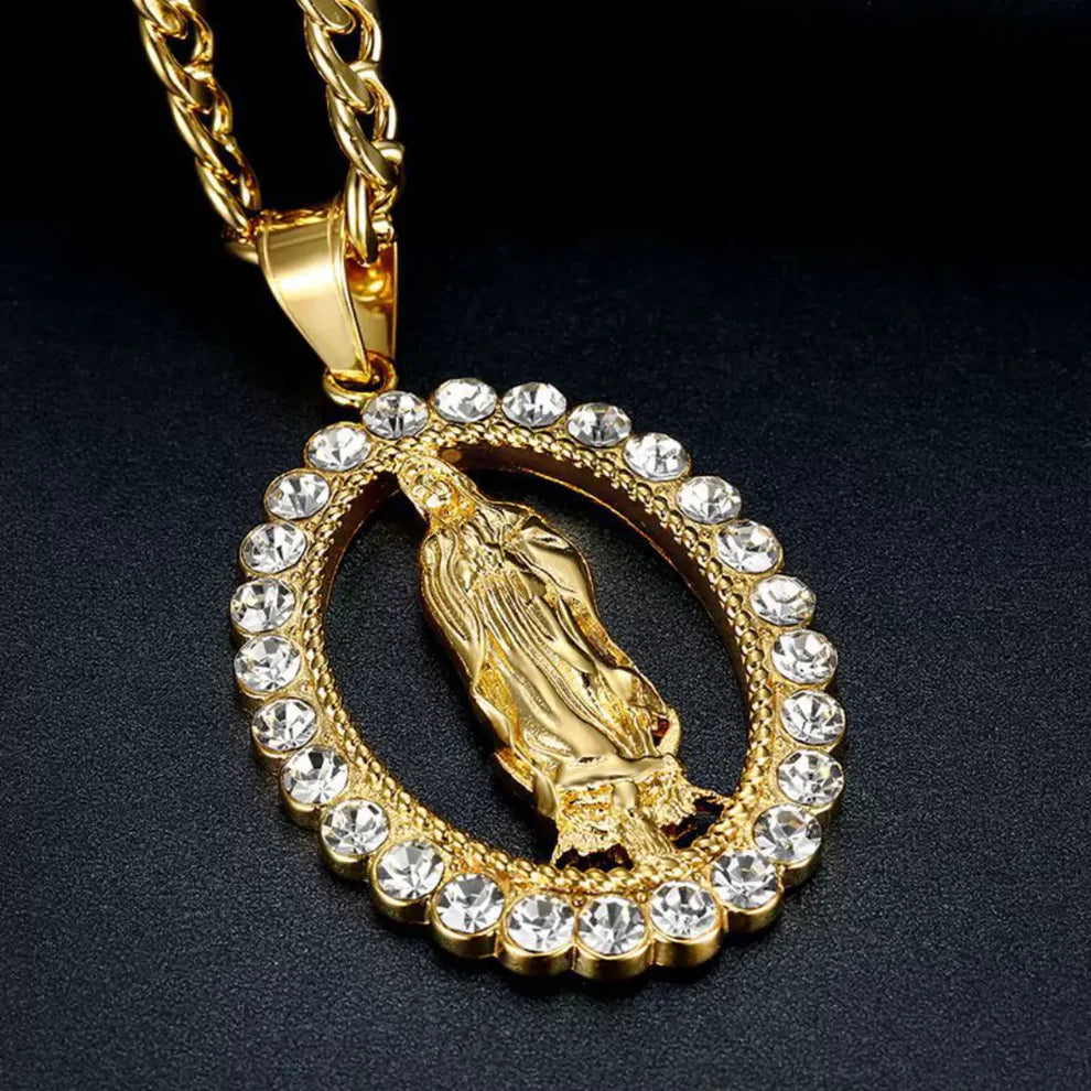 Collar Virgen de Guadalupe Baño de oro 18K 🔥¡GRATIS! El gran Ebook"Caminando con Dios"virtual🔥