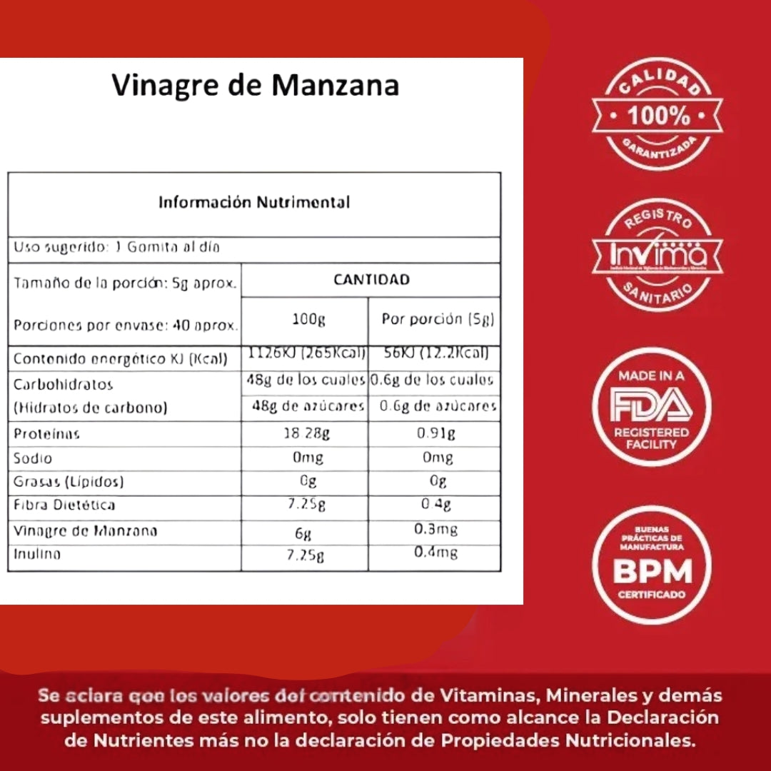 Gomitas De Vinagre De Manzana VIFER® 🔥60% de Descuento🔥 Controlar el Peso y la Glucosa