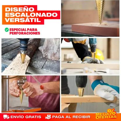TITAN® JUEGO DE 6 BROCAS ESCALONADAS DE TITANIO PARA TRABAJOS RUDOS 🎁Compra 4 y lleva 2 brocas de regalo🎁