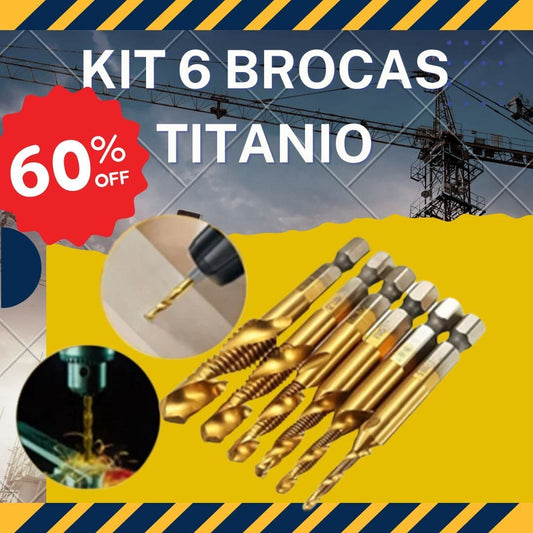 Kit 6 Brocas hexagonal PREMIUM Giratorias Titanio 🔥60% de Descuento🔥