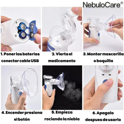 NebuloCare® Nebulizador Portátil para niños y adultos + Limpiador De Pulmones Gratis Con 60% Descuento🔥