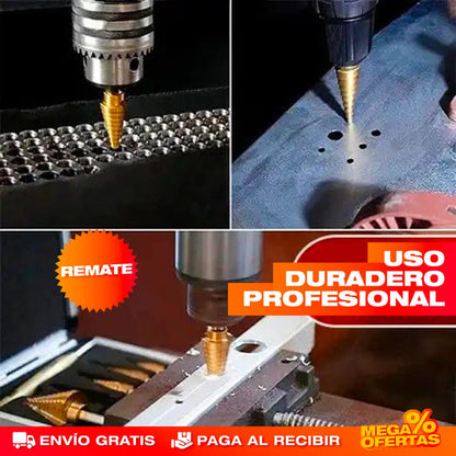 TITAN® JUEGO DE 6 BROCAS ESCALONADAS DE TITANIO PARA TRABAJOS RUDOS 🎁Compra 4 y lleva 2 brocas de regalo🎁