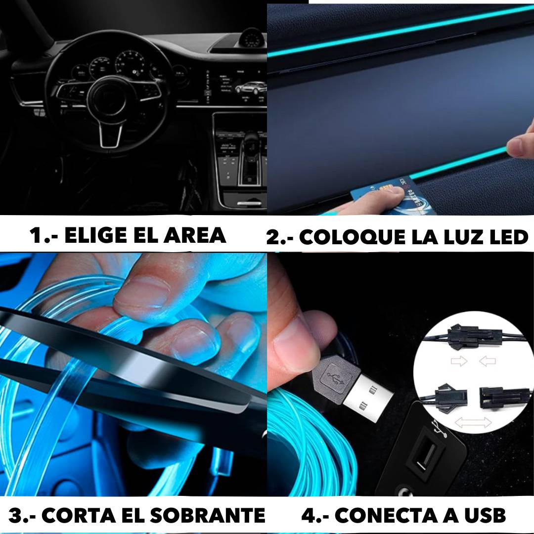 Tira de Luz LED Para Auto Multicolores De 4 metros de Largo con 🔥60% Descuento🔥