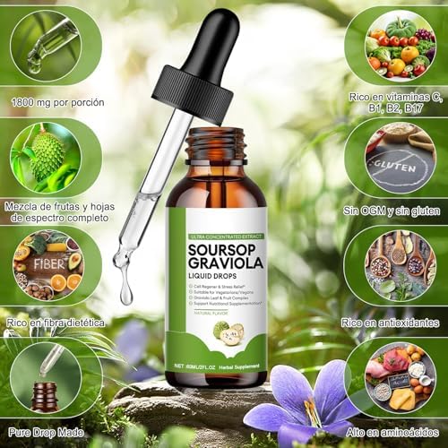 Gotas Para el cáncer y células cancerígenas de Guanábana Orgánico Oursop Graviola®