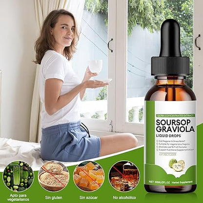 Gotas Para el cáncer y células cancerígenas de Guanábana Orgánico Oursop Graviola®