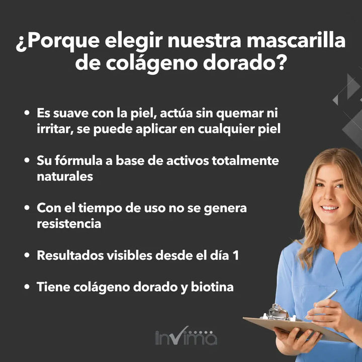 MASCARILLA DORADA GOLDCARE® ACLARADORA CON COLAGENO 🔥SÚPER OFERTA Lleva 3 y Paga 1 🔥