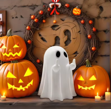 Fantasmita Con Dedo Medio Levantado Mas rebelde de Halloween Con 60% Descuento🔥
