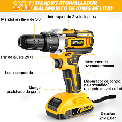 Kit Taladro Inalámbrico y Herramientas METAL PREMIUM® 118 Piezas 🔥Toda la potencia y herramientas en un solo kit🔥