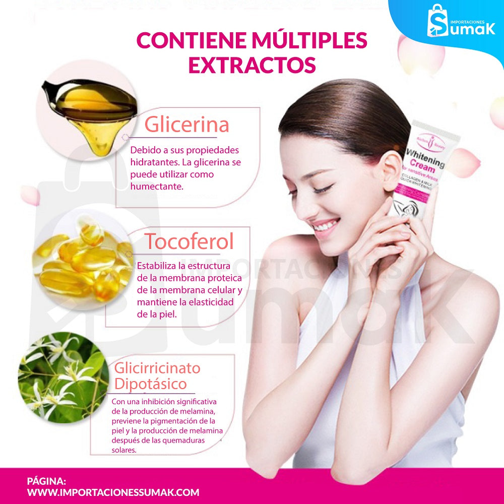 Crema Blanqueadora Con Colágeno Y Leche Aichun Beauty®  Con 60% Descuento😍