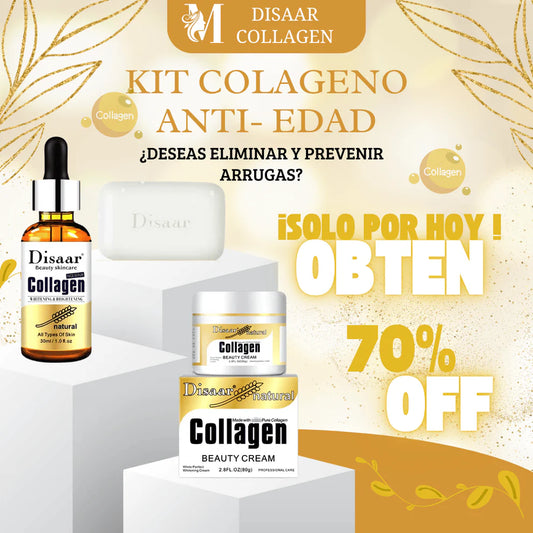 DISAAR® - SÚPER KIT COLAGENO PARA RENOVAR TU PIEL, SET DE 3 PIEZAS CON 70% DESCUENTO😍