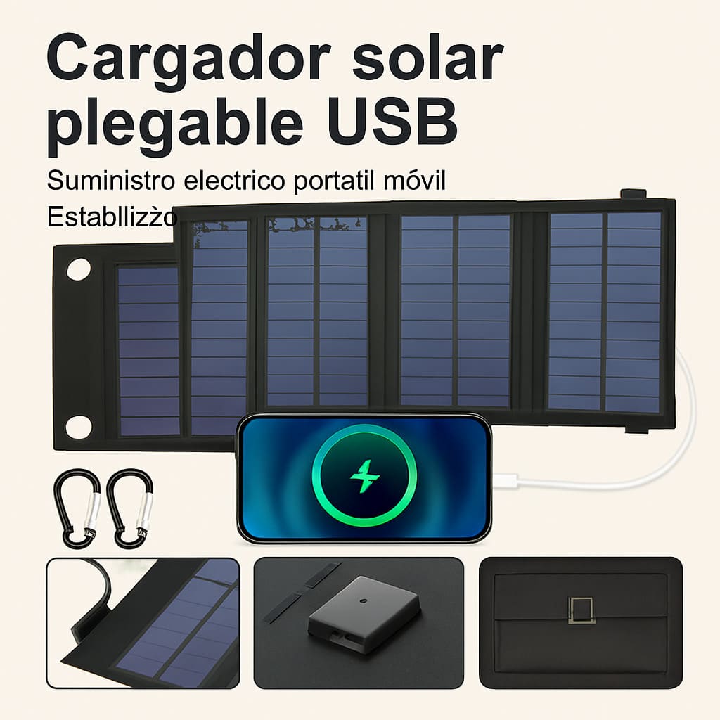 🔥Cargador Panel Solar Plegable POWERSUN® 12w Portátil Carga desde donde quieras🔥