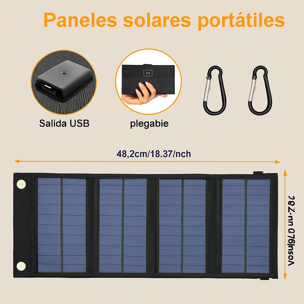 🔥Cargador Panel Solar Plegable POWERSUN® 12w Portátil Carga desde donde quieras🔥