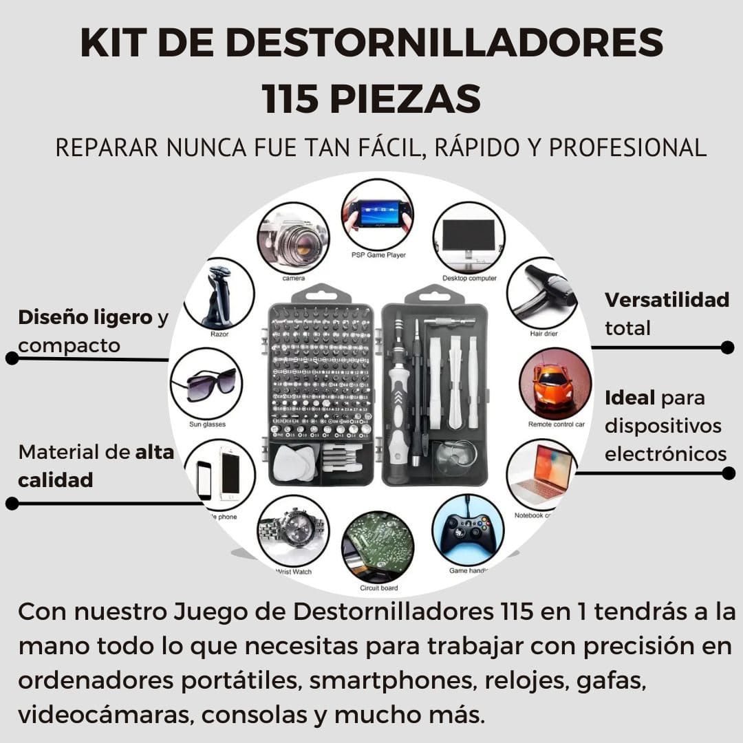 Kit 115 en 1 destornilladores HERRAMPRO® 🔥60% de Descuento🔥