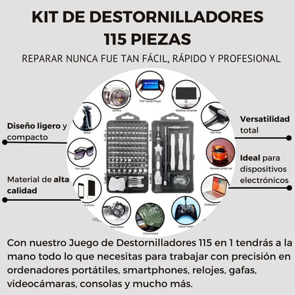 Kit 115 en 1 destornilladores HERRAMPRO® 🔥60% de Descuento🔥