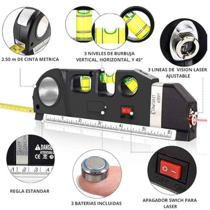 NIVEL LASER PRO DIGITAL CON CINTA METRICA HERRAMIENTA DE CONSTRUCCION 4 EN  CON 60% DESCUENTO🔥Laser Lever Pro 3®