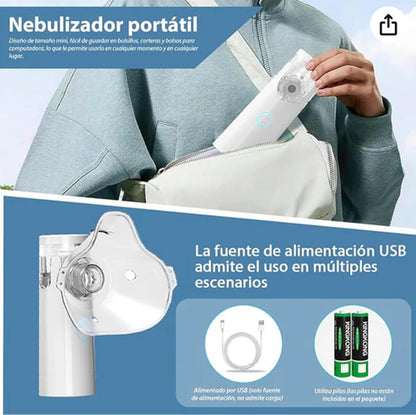 NebuloCare® Nebulizador Portátil para niños y adultos + Limpiador De Pulmones Gratis Con 60% Descuento🔥