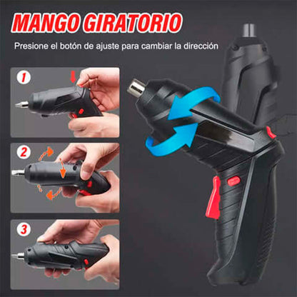 DESTORNILLADOR ELECTRICO RECARGABLE PREMIUM | KIT +45 PIEZAS 💼 CON 60% DESCUENTO🔥