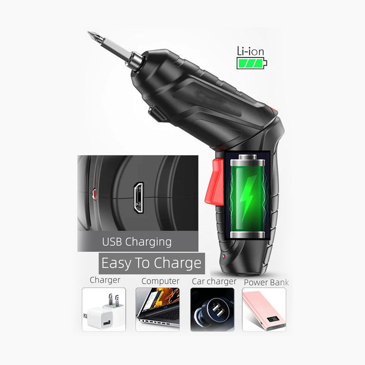 DESTORNILLADOR ELECTRICO RECARGABLE PREMIUM | KIT +45 PIEZAS 💼 CON 60% DESCUENTO🔥
