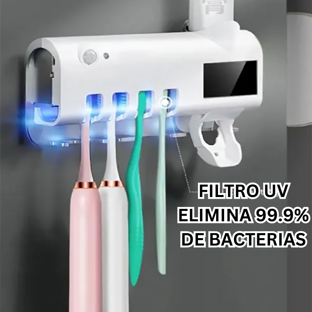 PORTACEPILLOS Y ESTERILIZADOR CON FILTRO UV + DISPENSADOR - 3 EN 1
