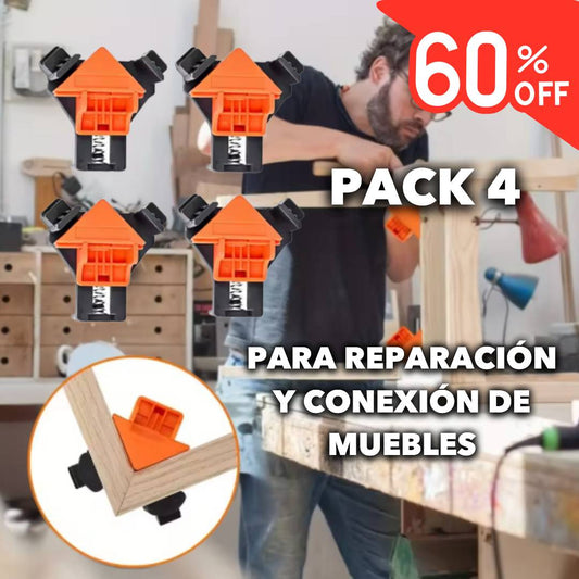 PACK DE 4 ABRAZADERAS DE ÁNGULO PARA CARPINTERIA CON RESORTE AJUSTABLE DE 90° 🔥CON 60% DESCUENTO🔥